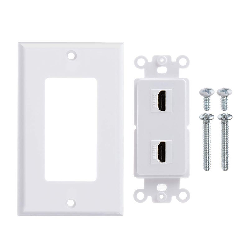 TENINYU Dual HDMI Wall Plate, HDMI Socket Plug Insert Jack Outlet Panel Mount Support 4K 60Hz HDR 1080P 3D Ethernet Built in High Speed Cable Extension Coupler for Projector & Home Theater (2 Port) - Image 3